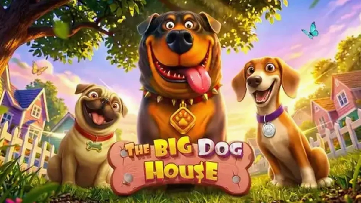 Visual vibrante e símbolos colossais no slot The Big Dog House